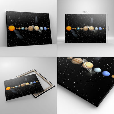 Bilder auf Leinwand Universum Galaxie Planeten Sterne Leinwandbild 70x50cm Wandbilder Dekoration Woh