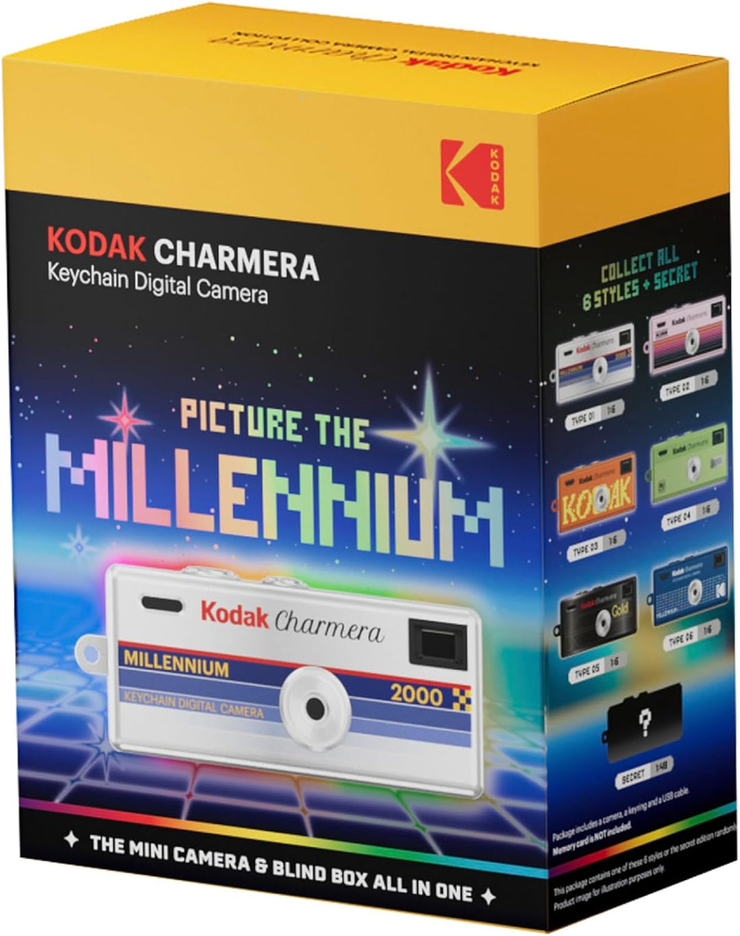 KODAK Charmera Schlüsselanhänger-Digitalkamera-Blindbox – Millenium Einzelbox (1 Stück) – Mini-Kamer