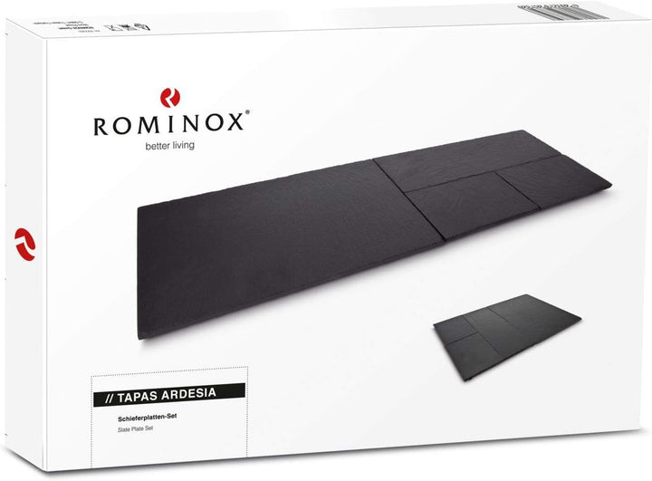 ROMINOX Geschenkartikel Schieferplatten-Set // Tapas Ardesia – 4-teilig, lasierte, unempfindliche Sc