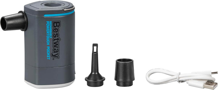 Bestway PowerTouch Pocket Akkubetriebene Luftpumpe 200 l/min – Elektrische Pumpe USB C, für Luftmatr