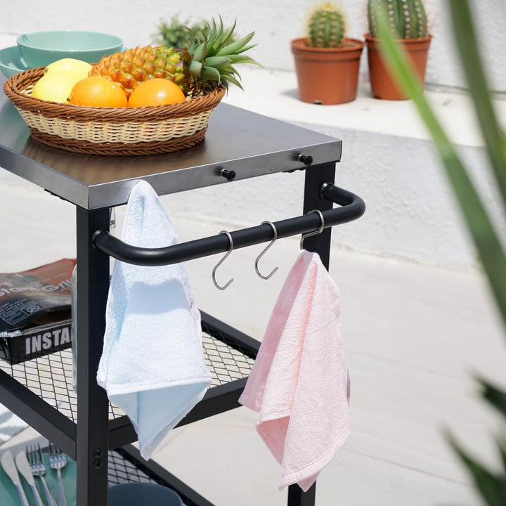 TAINO NETIS Grillwagen Grilltisch Rollwagen Grillständer klein mit Rollen Outdoor Balkon Garten Terr