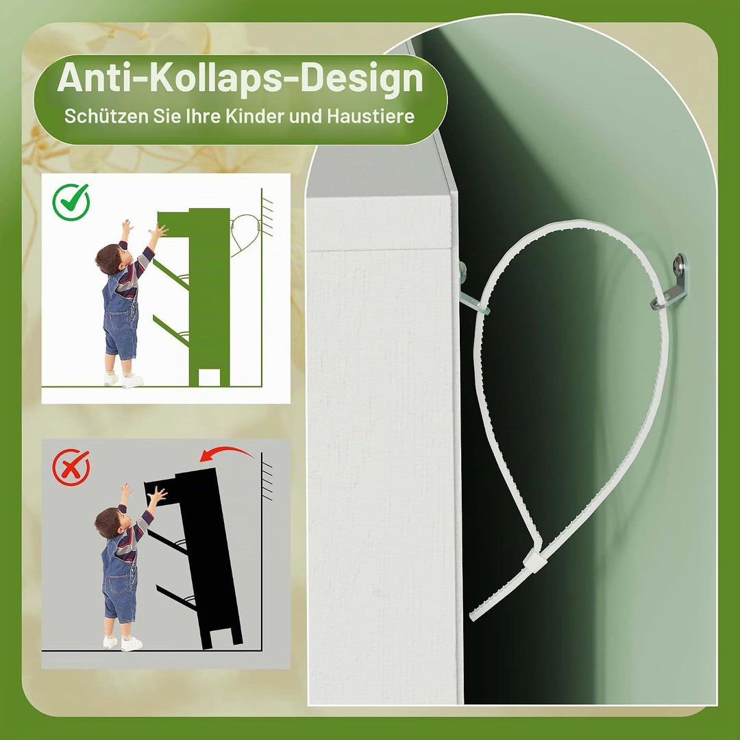 Breit 60 x 24 x 105 Hoch cm Schuhschrank Schmal, 2 Klappen & 1 Schubladen, Elegantes Wellenmuster De
