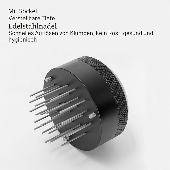 Espresso Nadel Verteiler, Edelstahl kaffeeverteiler mit Verstellbarer Tiefe und Sockel Espresso Vert