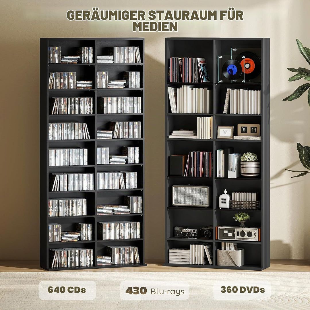 HOMCOM CD- und DVD-Aufbewahrung, Multimedia-Aufbewahrungsmöbel, max. Kapazität 640 CDs/360 DVDs und