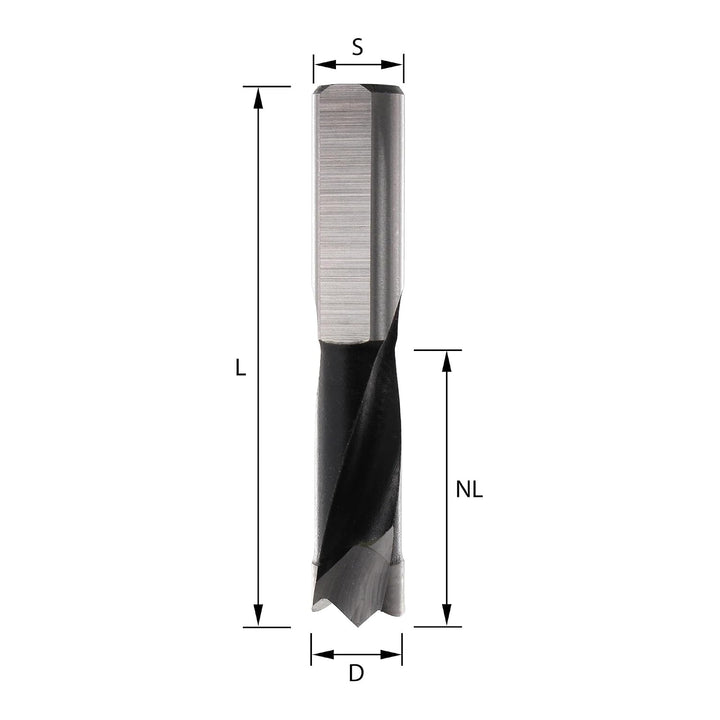 ENT 22761 Dübelbohrer HW, Schaft (S) 10 mm, Durchmesser (D) 6 mm, NL 27 mm, SL 27 mm, L 57,5 mm, Rec