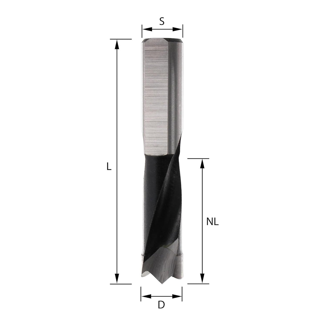 ENT 22766 Dübelbohrer HW, Schaft (S) 10 mm, Durchmesser (D) 10 mm, NL 27 mm, SL 27 mm, L 57,5 mm, Re