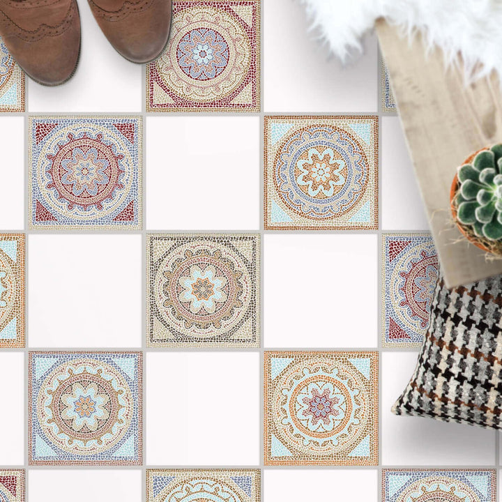 PVC Klebe-Fliesen für - [ Boden Fliesen ] - Aufkleber Folie Sticker für Boden-Fliesen - Küche oder B