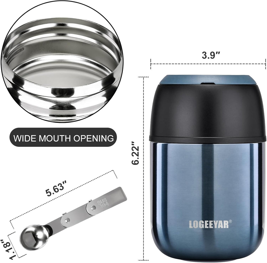 Itslife Thermobehälter für Essen 500ml Thermobehälter Edelstahl Warmhaltebehälter mit faltbaren Löff