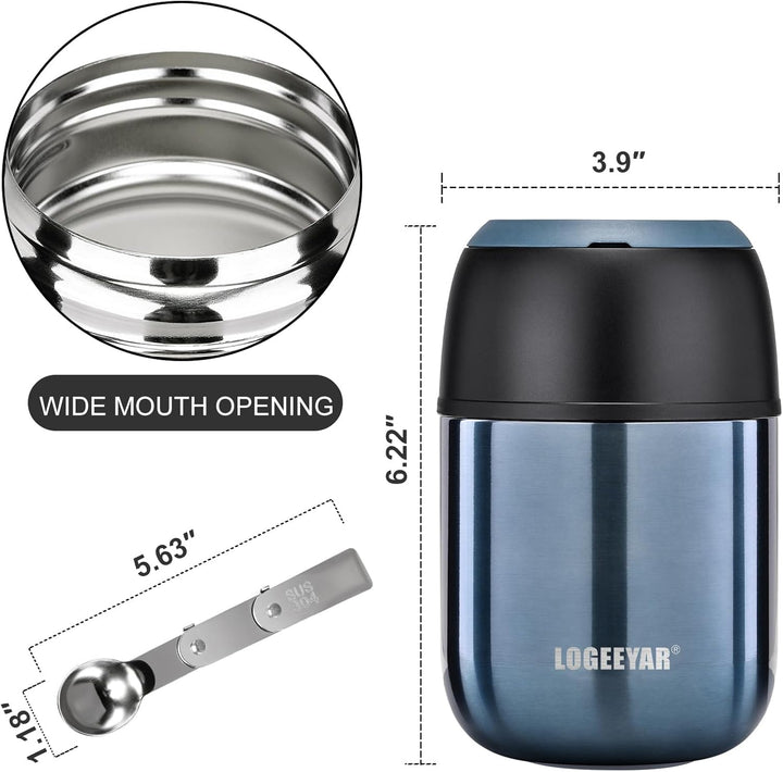 Itslife Thermobehälter für Essen 500ml Thermobehälter Edelstahl Warmhaltebehälter mit faltbaren Löff