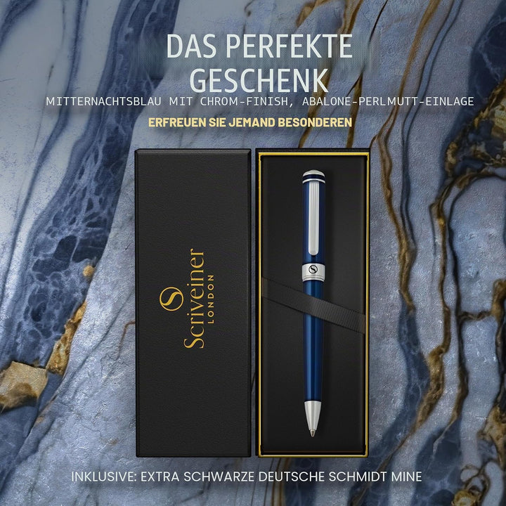 Scriveiner Kugelschreiber Midnight Blue - Hochwertiger Design Kugelschreiber in Mitternachtsblau mit
