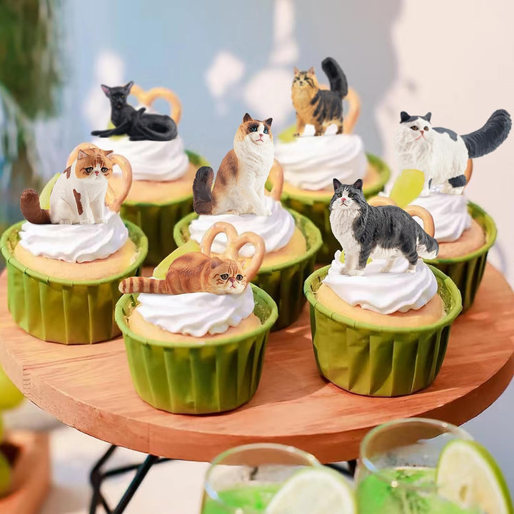 Katze Figuren Playset, 12PCS niedliche Miniatur Katze Figur Spielzeug, Kuchen Topper für Geburtstags