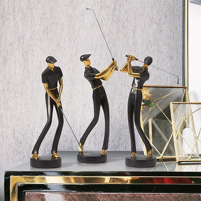 Amoy-Art Golfer Figuren Statue Modern Dekor Skulptur Wohnzimmer Kunst Golfspieler Arts Polyresin Sch