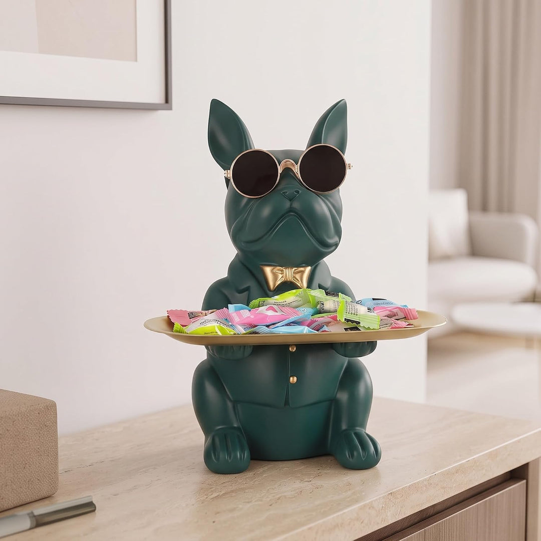 Deko Skulptur Bulldogge, Schlüsselschale Modern Schwarz, Schlüsselablage Flur, Deko Figuren Wohnzimm