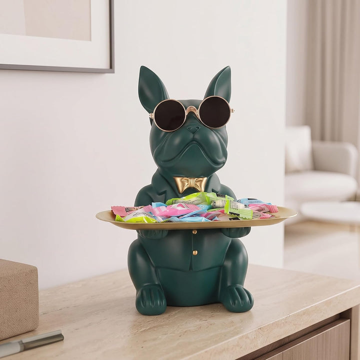 Deko Skulptur Bulldogge, Schlüsselschale Modern Schwarz, Schlüsselablage Flur, Deko Figuren Wohnzimm