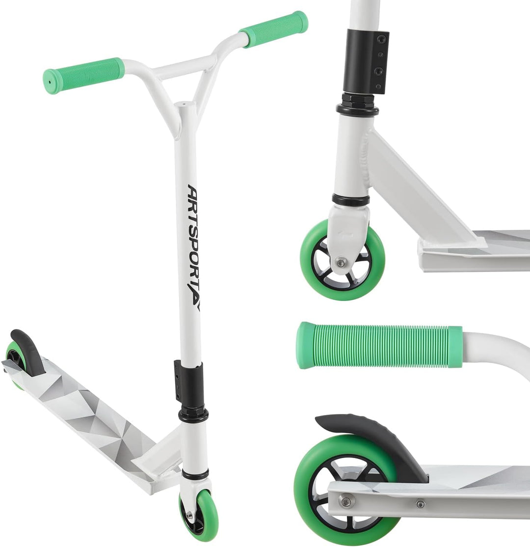 ArtSport Stunt Scooter mit 360° Lenkung, ABEC 9 Kugellager, 100 mm PU Räder & Griptape, Funscooter f