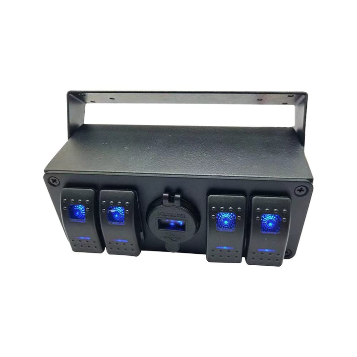 TOTMOX 4 Gang 12V-24V Wippschalter Panel mit 4.8A Dual USB Fast Charge/Quick Charge 3.0 Ports, Unive