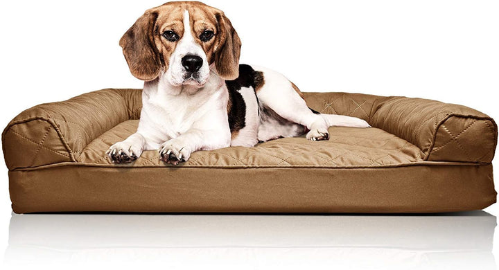 Furhaven Medium Orthopedic Dog Bed Quilted Sofa-Style w/Removable Washable Cover - Toasted Brown, Me