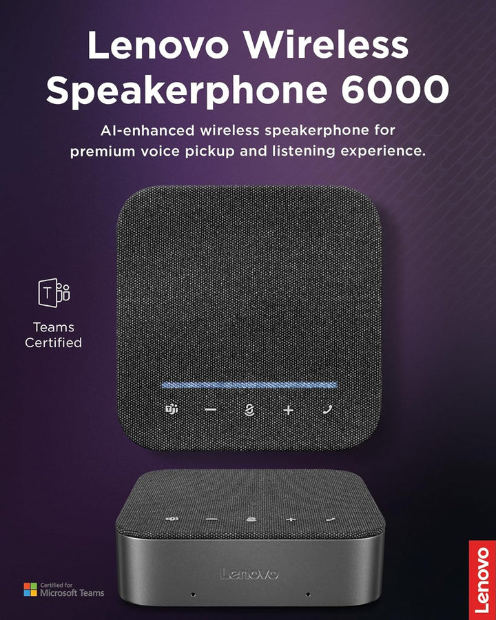 Lenovo Wireless Speakerphone 6000, Kabellos, Bluetooth 5.3, 8 Beamforming-Mikrofone, KI-Geräuschunte