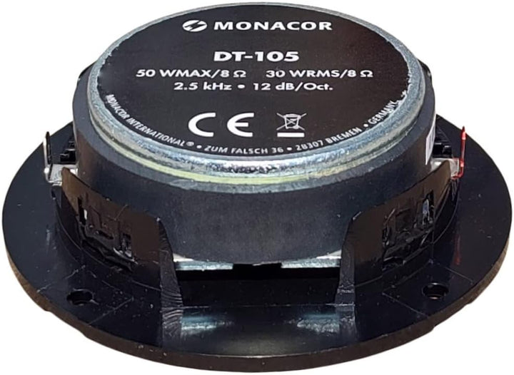 1 MONACOR DT-105 Kalottenhochtöner schwarz 30 Watt rms 50 Watt max 10 cm 100 mm 4" Impedanz 8 Ohm 2,