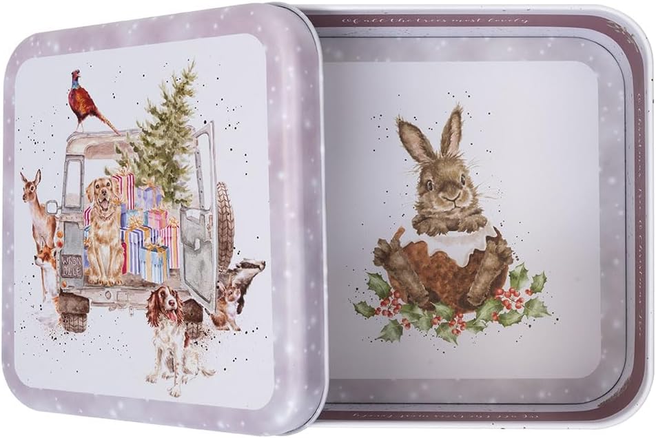 Wrendale Designs Quadratische Dose mit Winterwaldtiermotiven