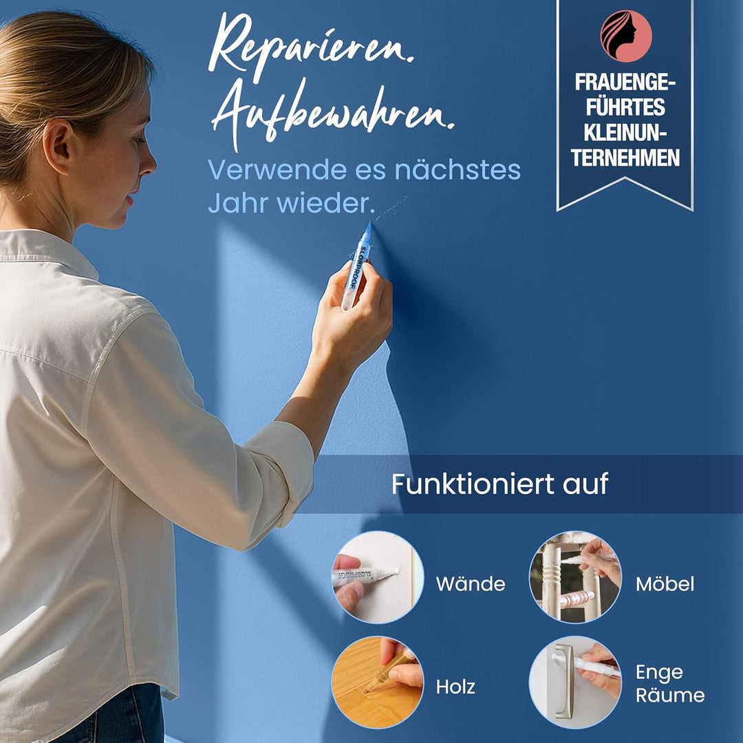Slobproof Ausbesserungsstift für Wandfarbe, Nachfüllbar & Wiederverwendbar, Sauberes Heimwerken ohne