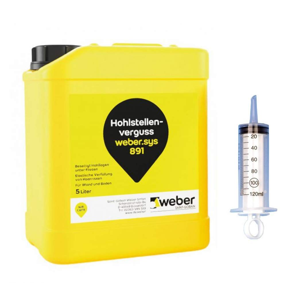 weber.sys 891 - Hohlstellenverguss - 5 ltr | incl. Verfüllspritze 100ml | Injektionsmörtel, Vergussb