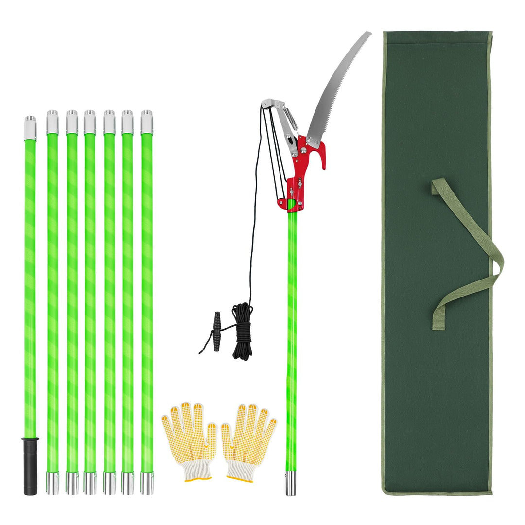 QWORK® 8 m Hochreichbare Hochentaster, Astsäge Baumsäge mit Einstellbare Stiel, Schneidet Sauber und