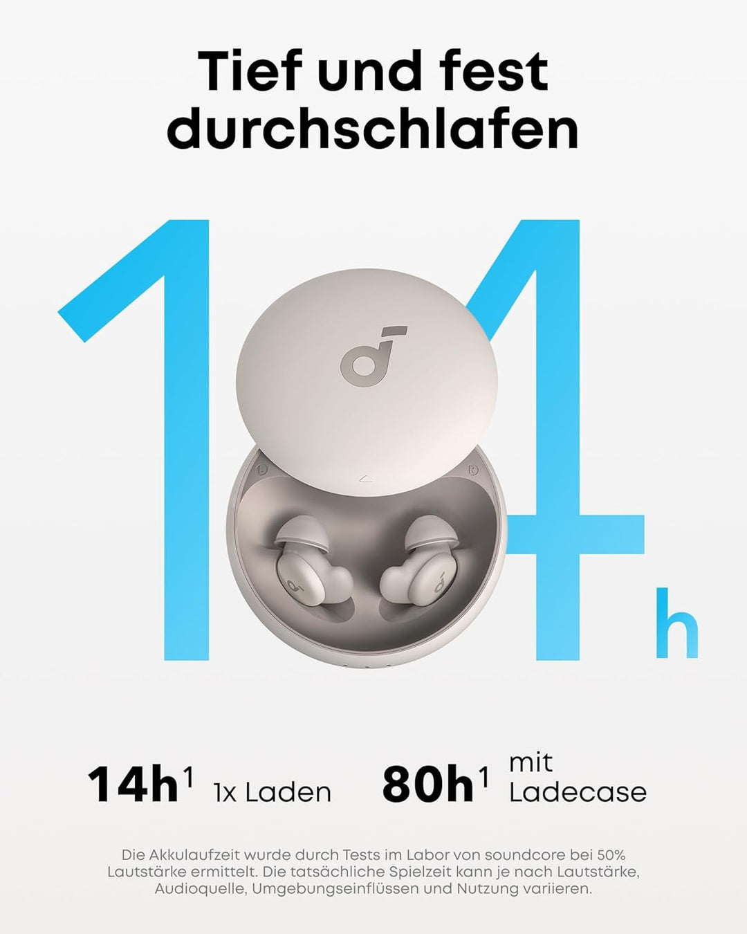 soundcore Schlafkopfhörer Sleep A20 Earbuds von Anker, Geräuschblockierung, Seitenschläfer, 80h Wied
