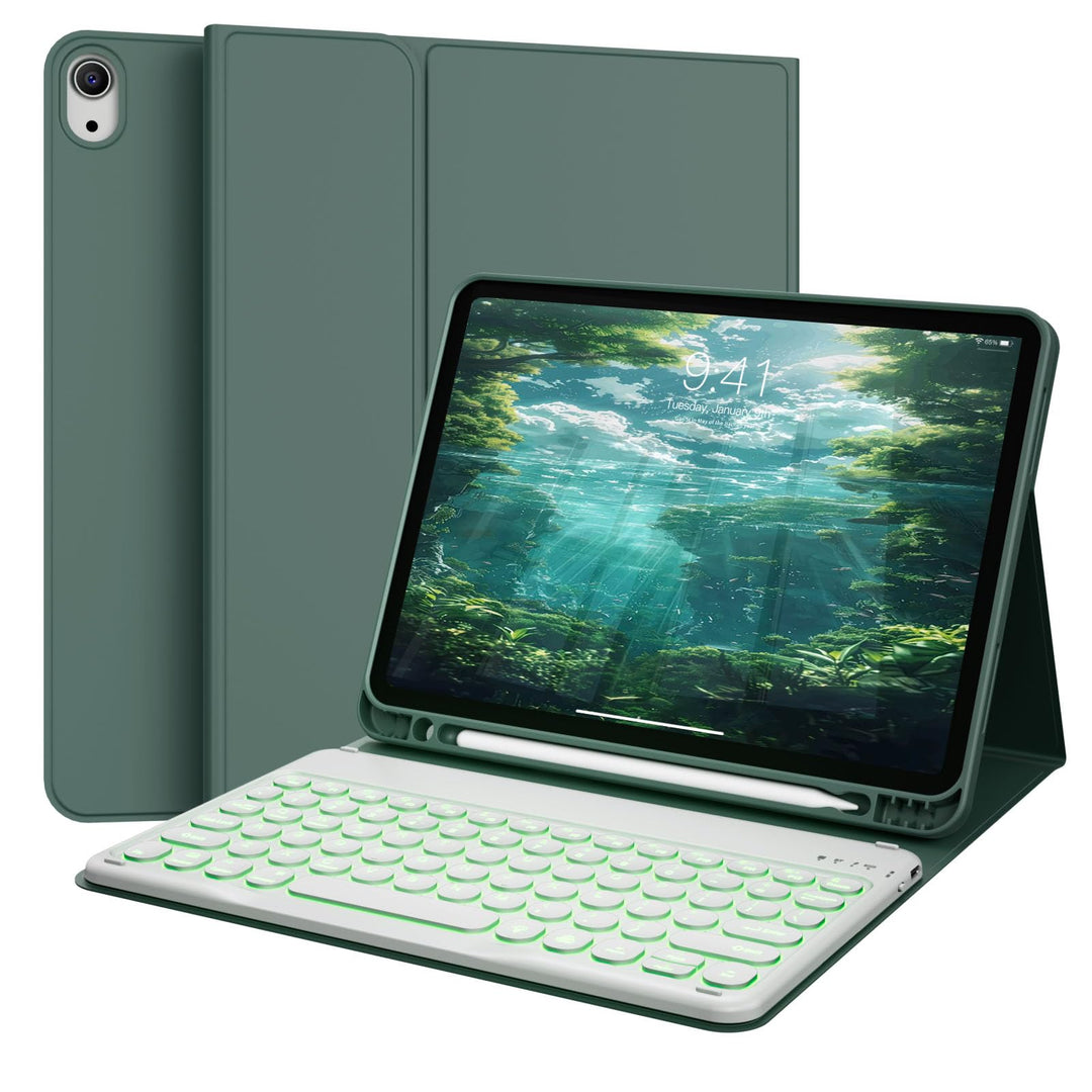 Tastatur Hülle für iPad 11 Generation A16/10 Generation (11 Zoll 2025/10.9 Zoll 2022), 7-farbige Bel