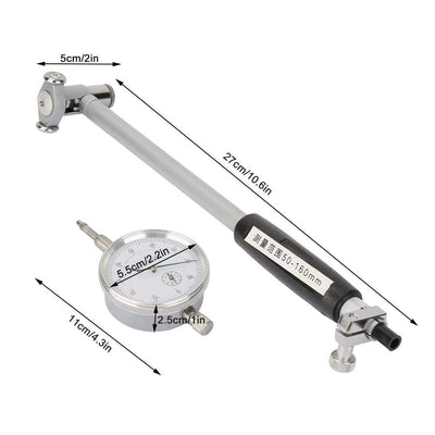 50-160mm Dial Bore Gauge, Walfront Innenzylinder Bohrungslehre Set Zylinder Tool Kit 0.01mm Graduier