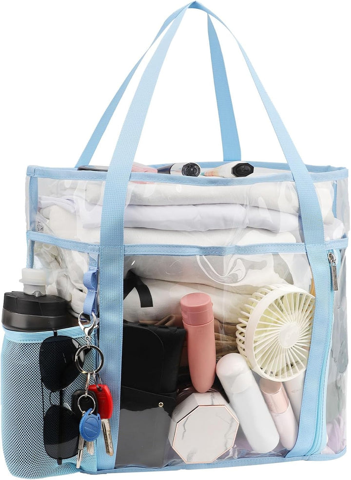 TINYAT Grosse transparente Tragetasche für Damen, transparent, Netzstoff, Strandtasche, Schultertasc