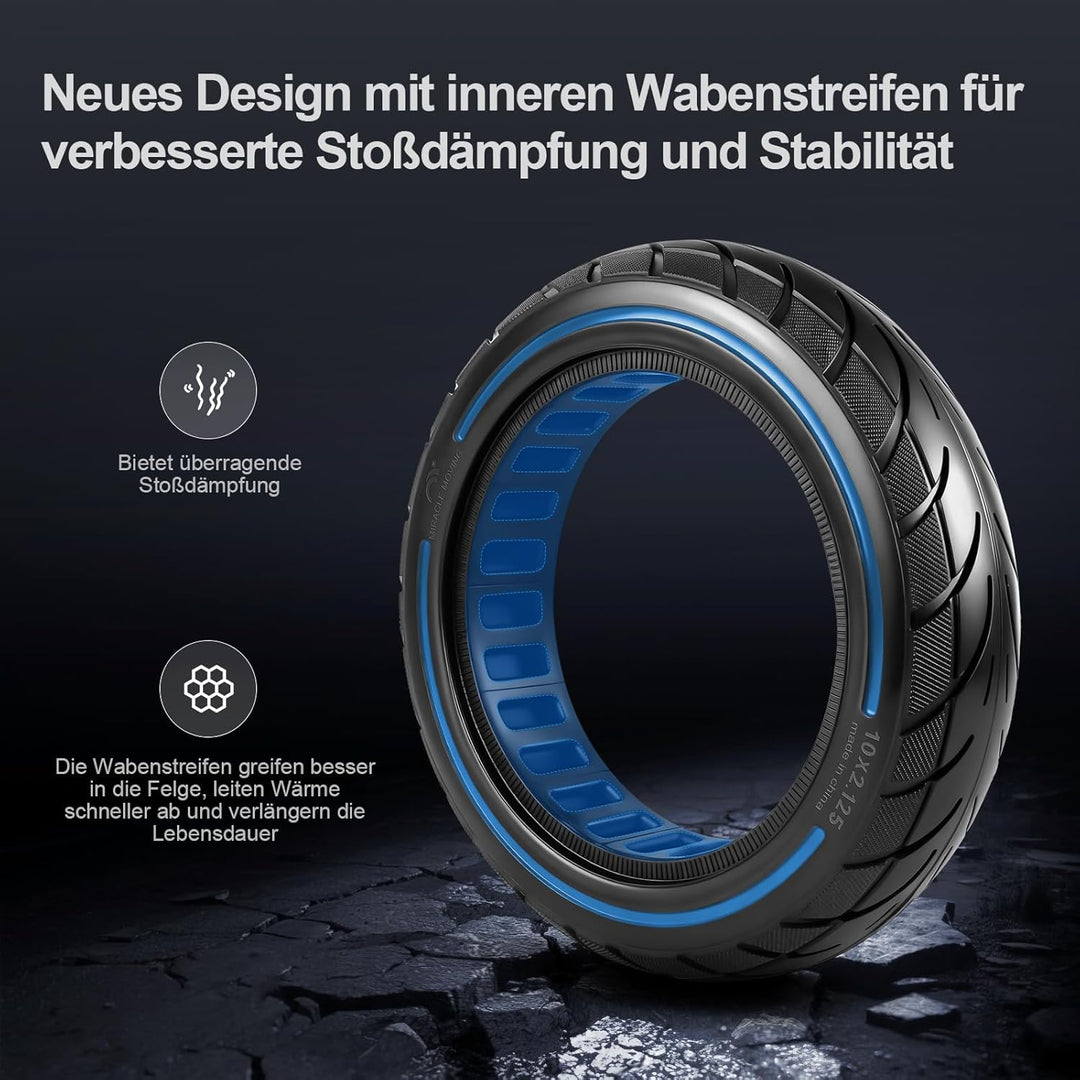 10x2,125 Vollreifen 250x54 Solide Reifen für Xiaomi 4/4Pro(gen1)/4Lite(gen2)/Ninebot F40D2/D38D Elek