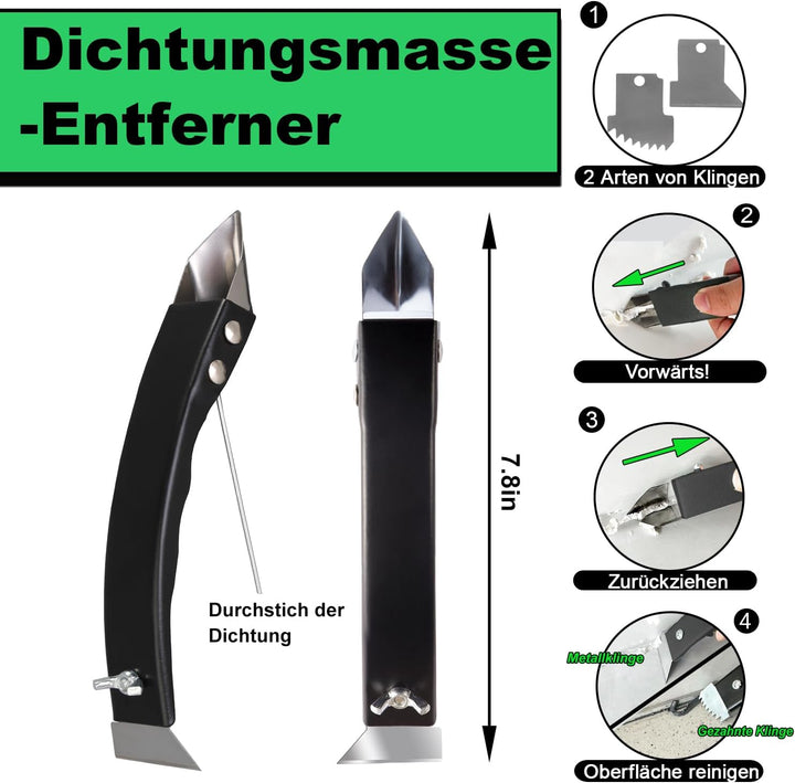 Abdichtungswerkzeug Set - Fugenentferner mit Silikondichtstoff Finishing Kit, Fugenschaber, 5 austau