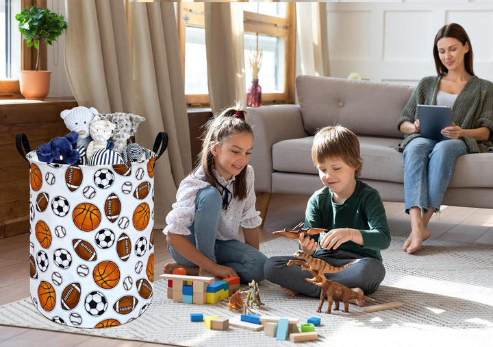 HUAYEE Wäschekorb mit Kugelmuster, Aufbewahrungskorb, Stoffmaterial, Aufbewahrungskorb, Spielzeugbox
