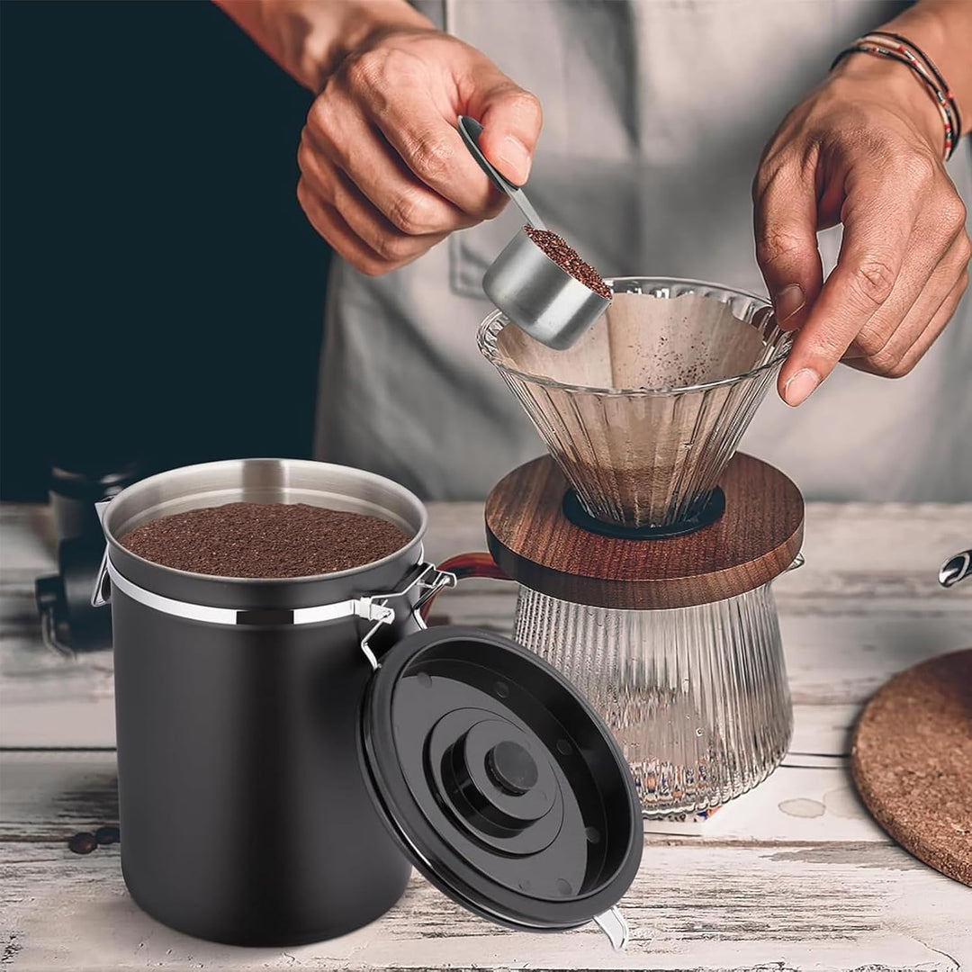 1,8L Kaffeedose Luftdicht, Kaffeedose Luftdicht aus Edelstahl, Kaffeebohnen Behälter,Kaffee Dose,Mit