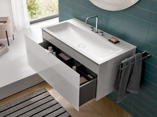 emco Round Handtuchhalter zum Kleben I ohne Bohren I Zweiarmige Handtuchstange zur Wandmontage Badet