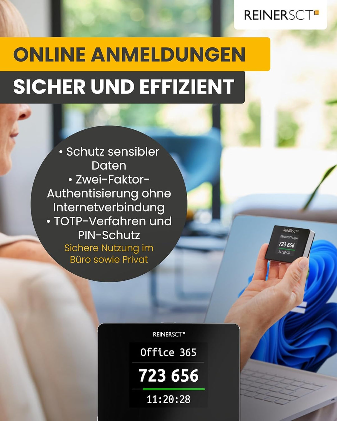 REINER SCT Authenticator mini – Hardware für Zwei-Faktor-Authentisierung | TOTP-Generator für ultima