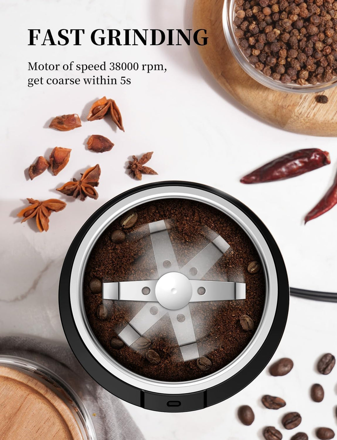 KaffeemüHle Mit Sicheren Und Langlebigen 304 Edelstahlklingen GewüRzmüHle Zum Schnellen Mahlen Von K