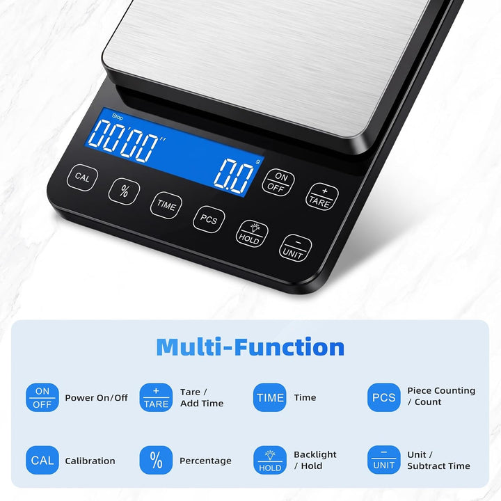 Diyife 10kg Aufladen Küchenwaage, Backwaage mit Timer &amp; Prozentfunktion