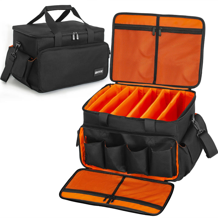 OUUTMEE DJ Tasche, DJ Cable File Bag, verstellbaren Trennwänden und Zwei separaten Taschen, 30x20x20