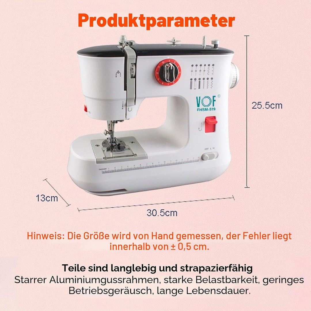 ZPSHYD Kleine Nähmaschine für Anfänger, 12 Stiche Mini Portable Nähmaschine Upgrade, EU Stecker 220V