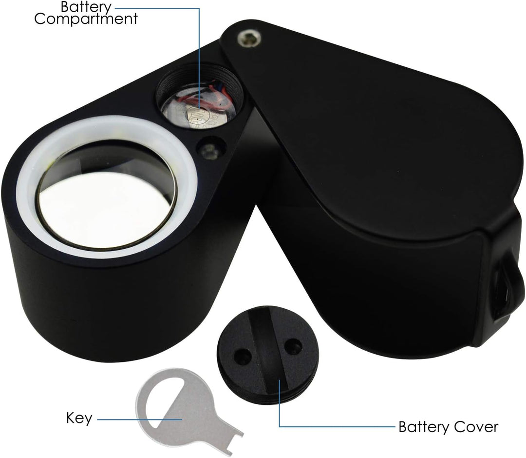21mm Juwelier Lupe Triplet 10x Beleuchtung mit LED und UV-Licht Home Industrial Hobbyist Münzsammler