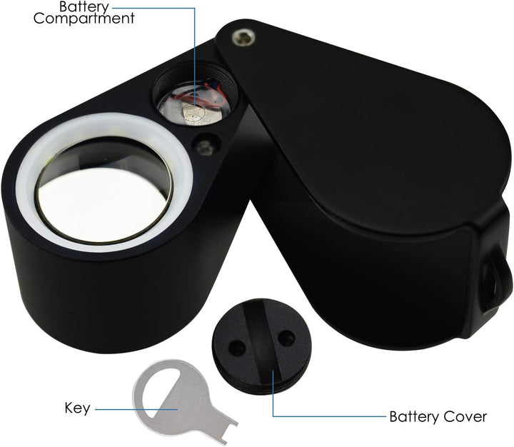 21mm Juwelier Lupe Triplet 10x Beleuchtung mit LED und UV-Licht Home Industrial Hobbyist Münzsammler