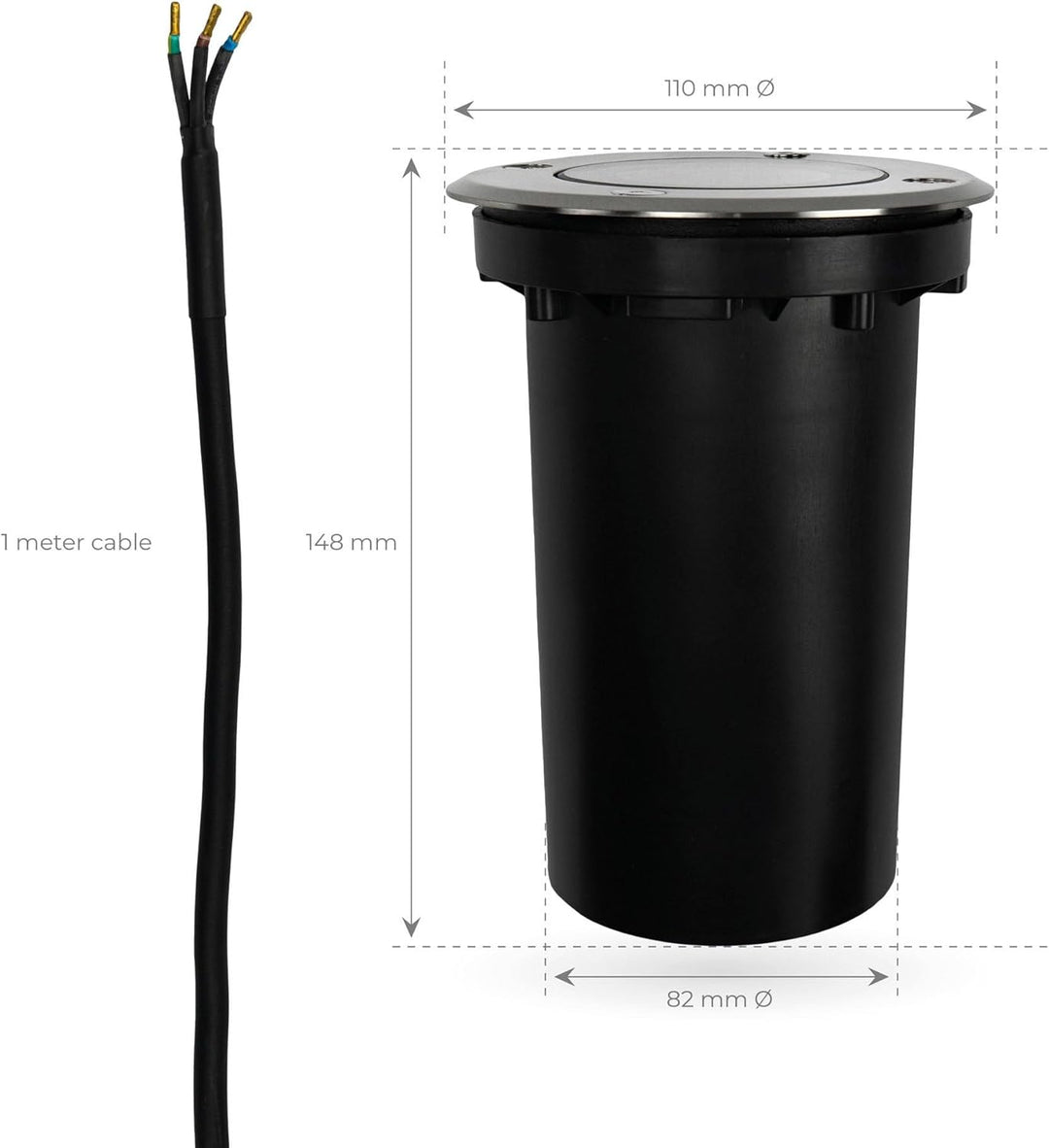 Ledvion - SMART LED Einbauleuchte Rund, RGBWW, IP67, 1m Kabel, Aussenbeleuchtung, Terrassenbeleuchtu