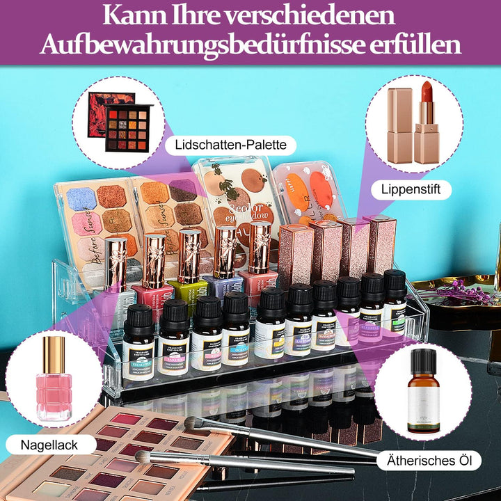 JessLab Nagellack Organizer, 3-Stufige Klarer Acryl Nagellack Halter Åtherische Öle Kosmetik Vitrine