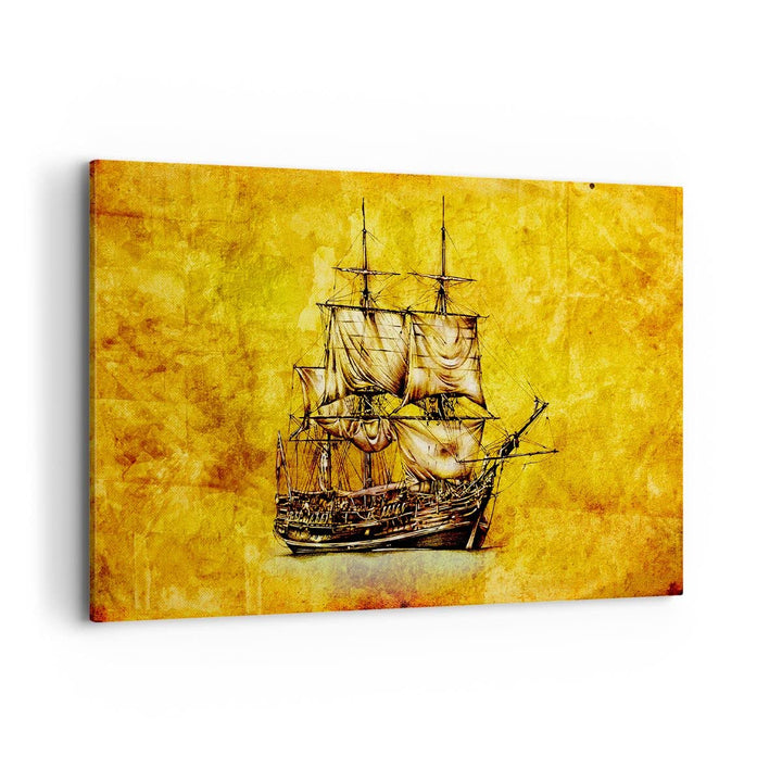 Bilder auf Leinwand 100x70cm Leinwandbild Piratenschiff Ozean Schatz Gross Wanddeko Bild Schlafzimme