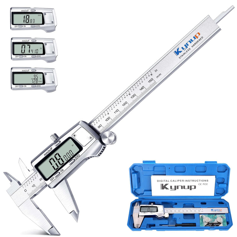 Kynup Messschieber Digital, 150 mm Schieblehre Digital Edelstahl, Elektronik Digitaler Messschieber