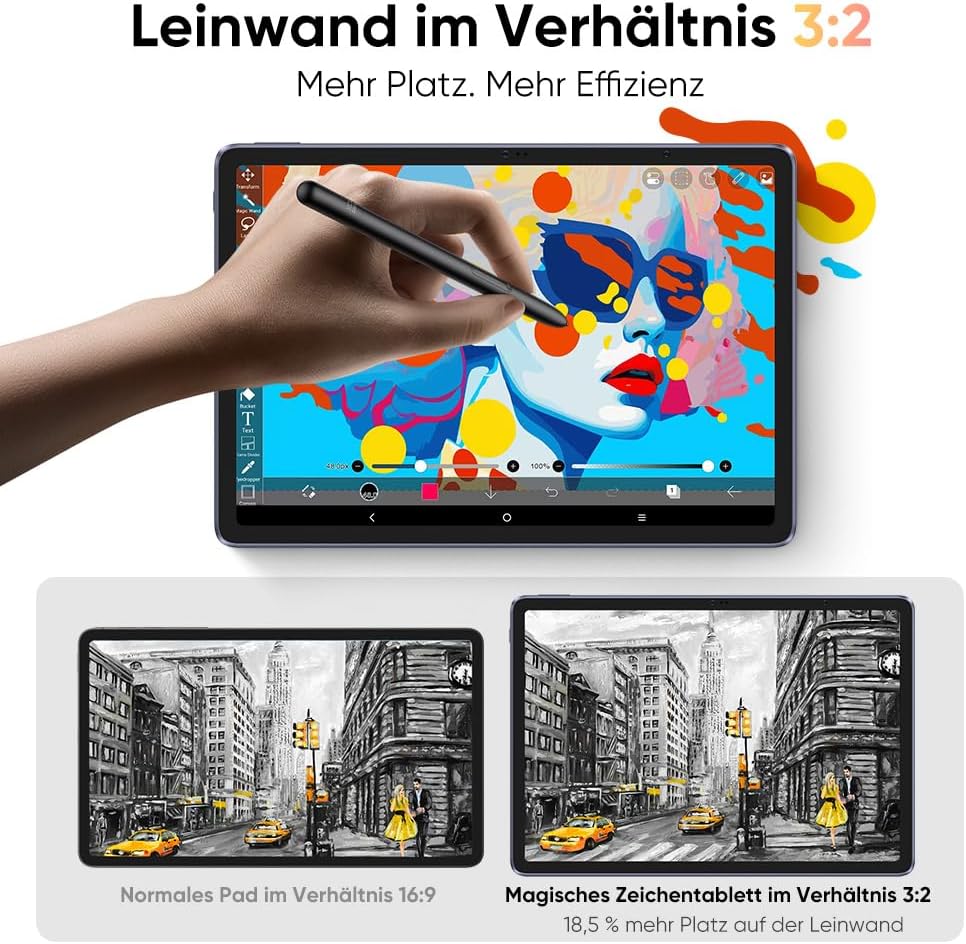 XPPen 12.2 Zoll Standalone Grafiktablett Display mit X3Pro 16384 Smart Stift, Android 8GB+256GB WiFi