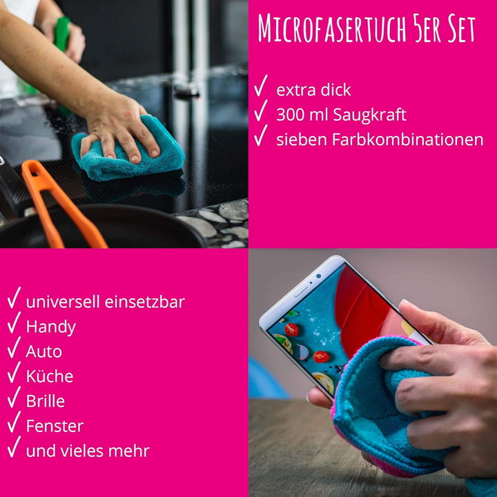 Kochblume Microfasertuch Set, 10-teilig | Premium Microfaser | Set in der bunten Box (anthrazit-grau