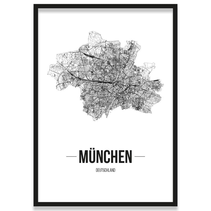 JUNIWORDS Stadtposter, München, Wähle eine Grösse, 40 x 60 cm, Poster mit Rahmen, Schrift B, Weiss 4
